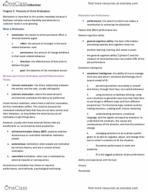 COMMERCE 1BA3 Chapter Notes - Chapter 5: Equity Theory, Ob River, Job Satisfaction thumbnail