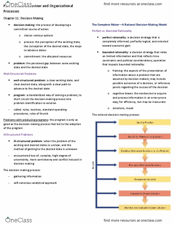 COMMERCE 1BA3 Chapter Notes - Chapter 11: Sunk Costs, Selective Perception, Information Overload thumbnail