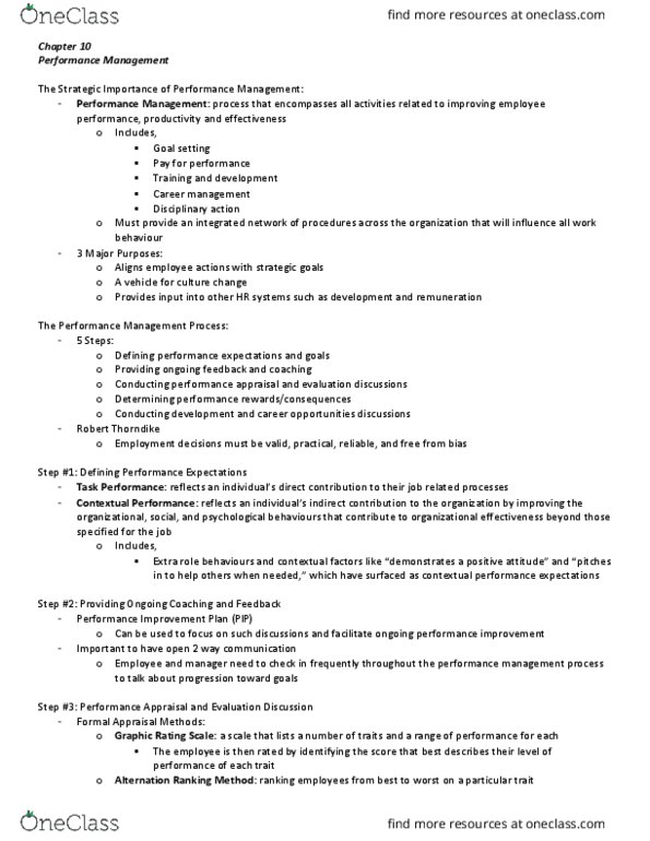HRM200 Chapter Notes - Chapter 10: Central Tendency, 360-Degree Feedback, Performance Appraisal thumbnail