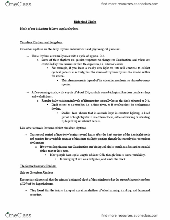 PSYC 211 Chapter Notes - Chapter 9.9: Preganglionic Nerve Fibers, Pineal Gland, Pupillary Response thumbnail