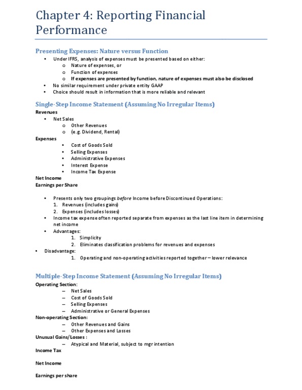 ADMS 3585 Chapter Notes - Chapter 4: Net Income, Income Statement, Current Asset thumbnail