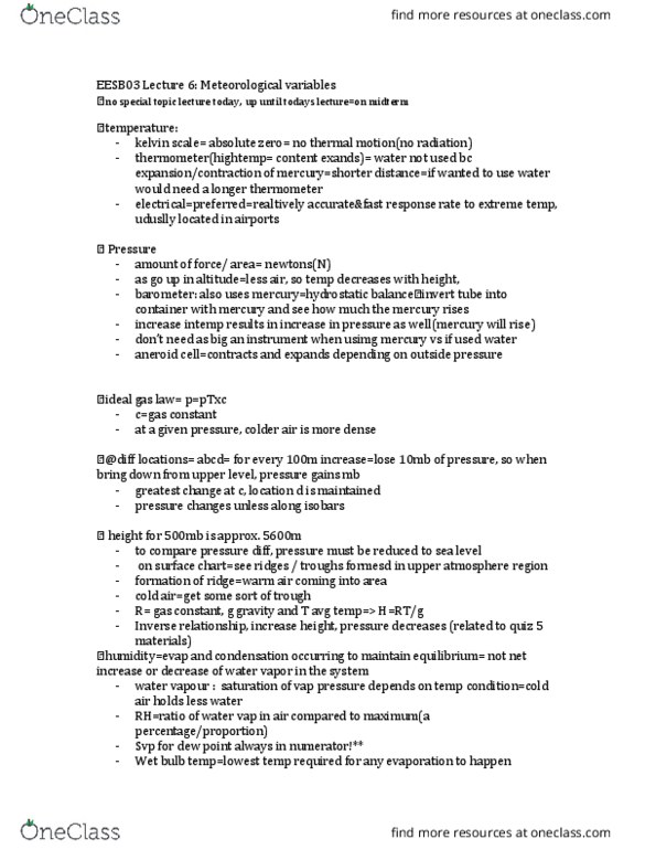 EESB03H3 Lecture Notes - Lecture 6: Supercooling, Rain Gauge, Stevenson Screen thumbnail