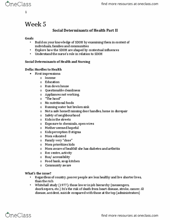 Nursing 1070A/B Lecture Notes - Lecture 5: Soup Kitchen, Whitehall Study, Food Bank thumbnail