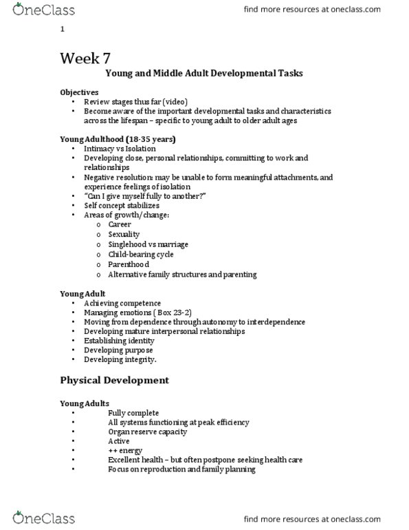 Nursing 1080A/B Lecture Notes - Lecture 7: Reproductive System, Presbyopia, Disengagement Theory thumbnail