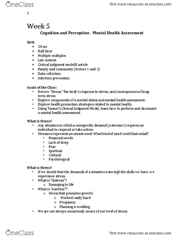 Nursing 1080A/B Lecture Notes - Lecture 5: Relx Group, Health Promotion, Respiratory Rate thumbnail