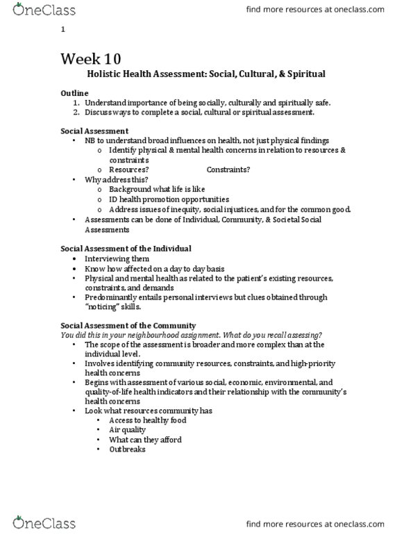 Nursing 1080A/B Lecture Notes - Lecture 10: Intercultural Competence, Occupational Therapy, Health Promotion thumbnail