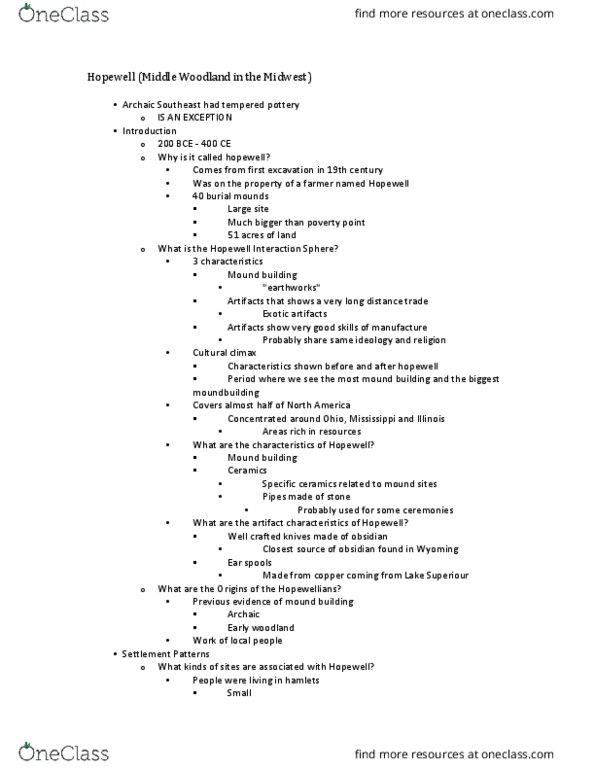 ANT317H5 Lecture Notes - Lecture 7: Mound Builders, Heterarchy, Spaced thumbnail