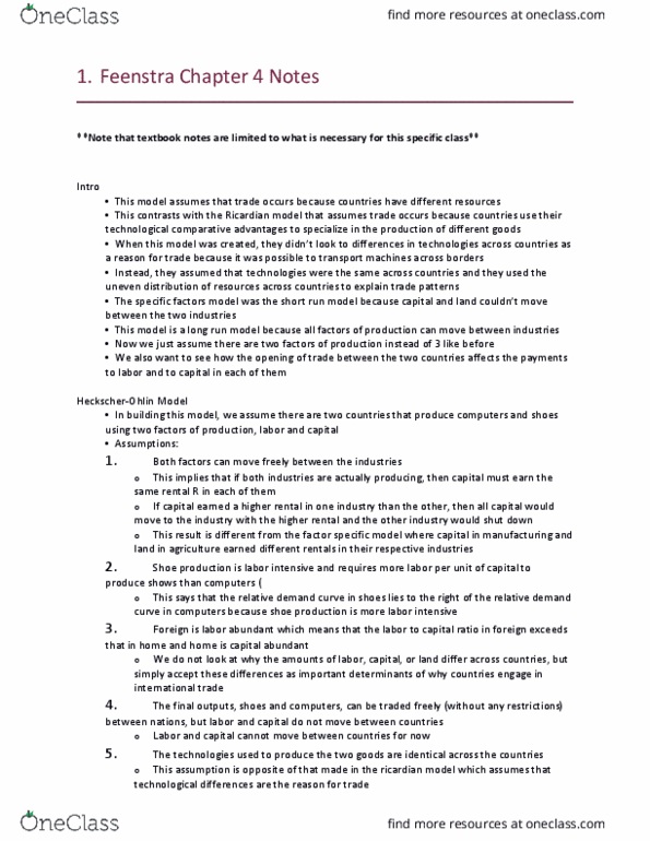 ECON 121 Chapter Notes - Chapter 4: Opportunity Cost, National Technical Research Organisation, Factor Endowment thumbnail