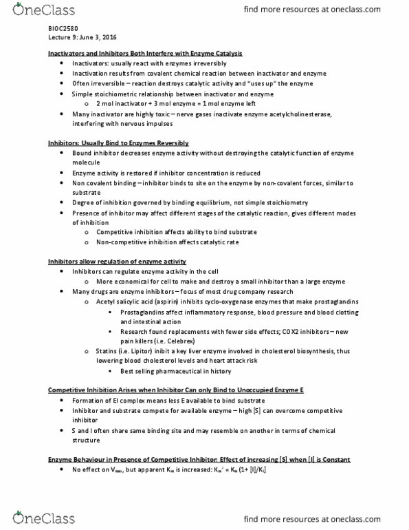 BIOC 2580 Lecture Notes - Lecture 9: Prostaglandin, Liver Function Tests, Junkers J 1 thumbnail