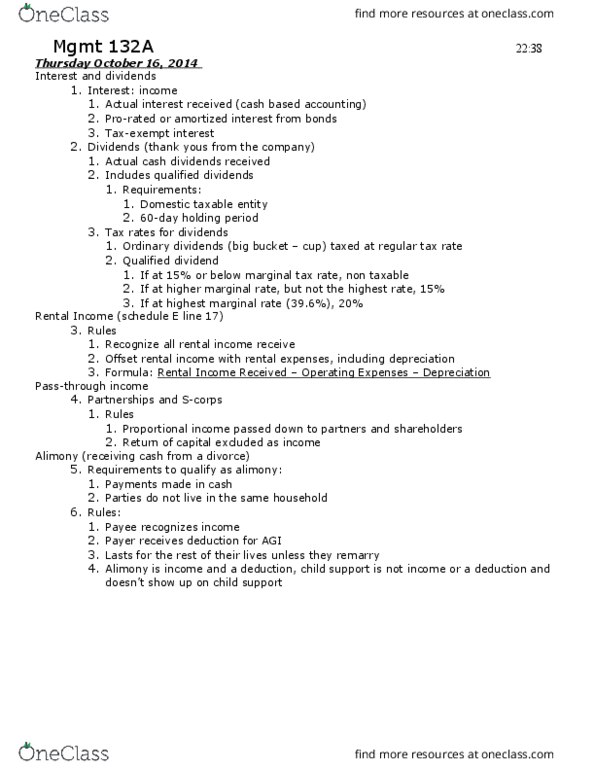 MGMT 132A Lecture Notes - Lecture 5: Qualified Dividend, Child Tax Credit, Foreign Tax Credit thumbnail