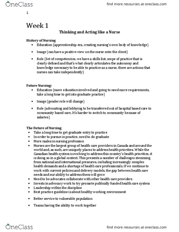 Nursing 1160A/B Lecture Notes - Lecture 1: Health Care In Canada, Gender Role, Active Listening thumbnail