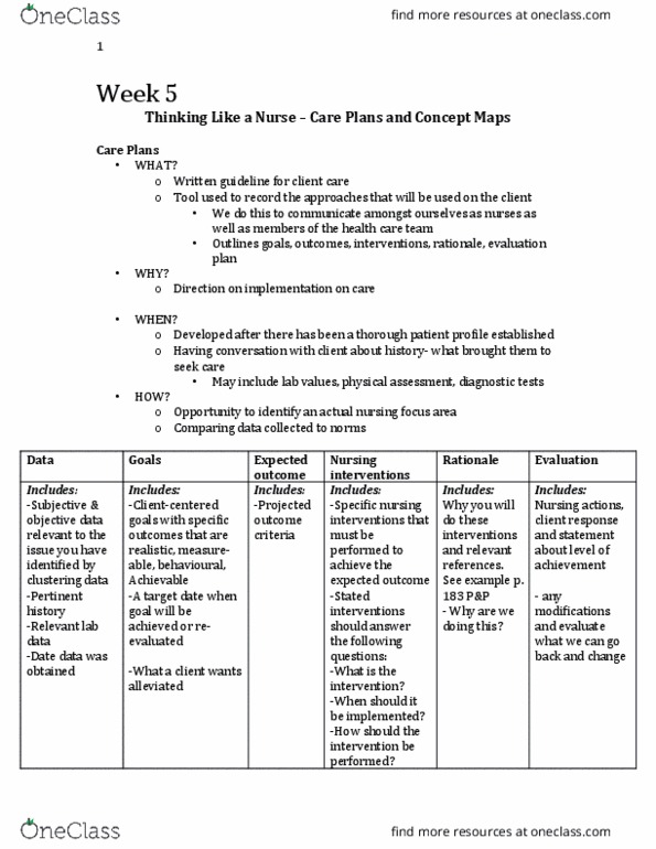 Nursing 1160A/B Lecture Notes - Lecture 5: Concept Map, Tylenol (Brand), Master Sergeant thumbnail