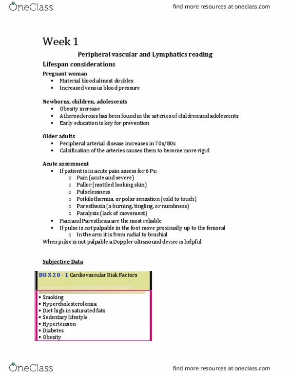 Nursing 1180A/B Lecture Notes - Lecture 1: Vasoconstriction, Biceps, Ulnar Artery thumbnail