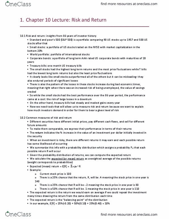 ECON 106F Lecture Notes - Lecture 10: United States Treasury Security, Corporate Bond, Weighted Arithmetic Mean thumbnail