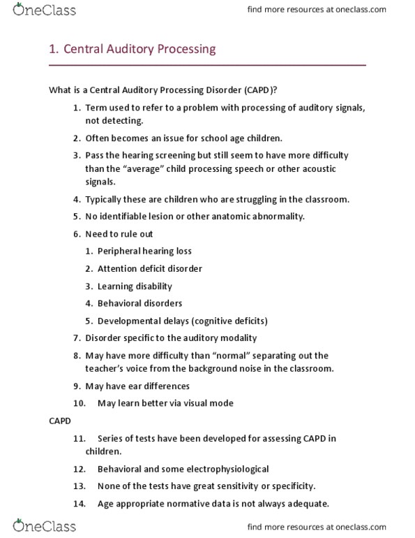 C_S_D 4340 Lecture Notes - Lecture 1: Auditory Processing Disorder, Attention Deficit Hyperactivity Disorder, Electrophysiology thumbnail