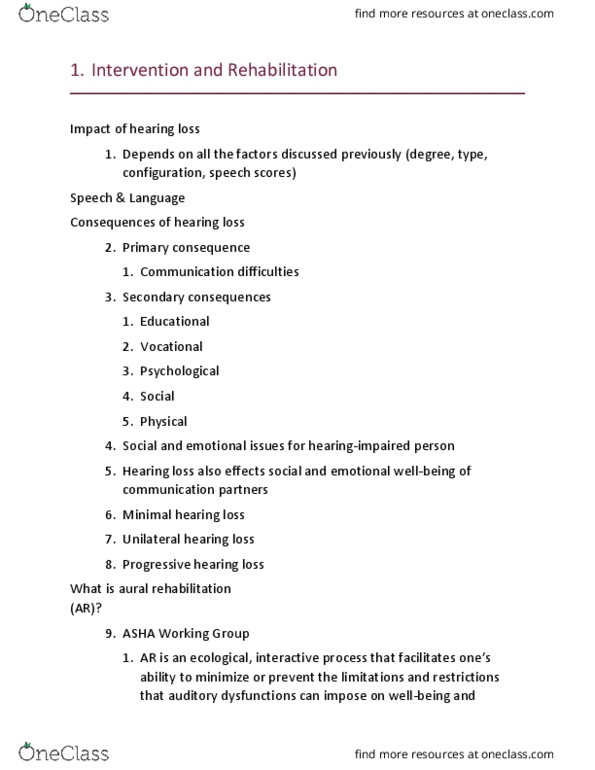 C_S_D 4340 Lecture Notes - Lecture 7: Unilateral Hearing Loss, Hearing Loss, Manually Coded English thumbnail
