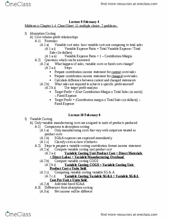 MGMT 30B Lecture Notes - Lecture 9: Indian Railways, Net Income, Contribution Margin thumbnail