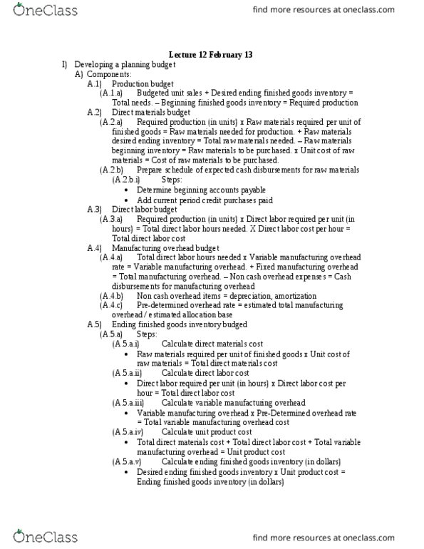 MGMT 30B Lecture Notes - Lecture 11: Direct Labor Cost, Accounts Payable thumbnail