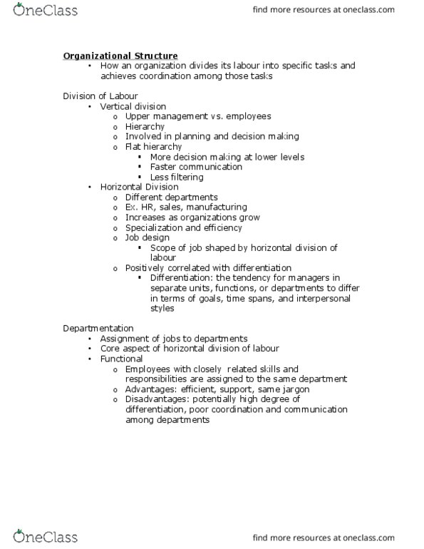 COMMERCE 1BA3 Lecture Notes - Lecture 13: Job Design, Jargon, Flat Organization thumbnail
