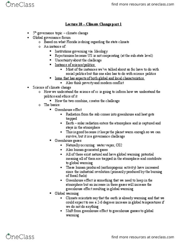 POLB81H3 Lecture Notes - Lecture 10: Global Warming Potential, Global Warming, Global Governance thumbnail