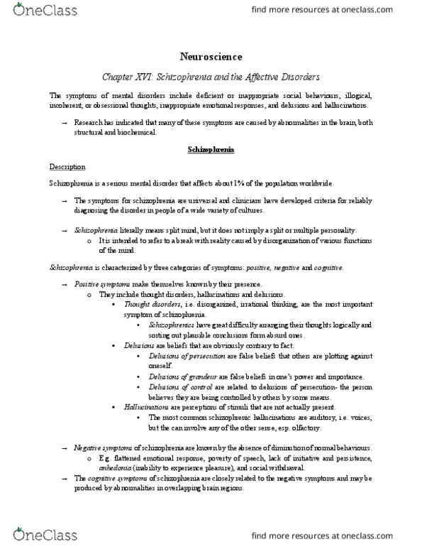 PSYC 311 Chapter Notes - Chapter 16.1: Mental Disorder, Heritability, Neural Development thumbnail