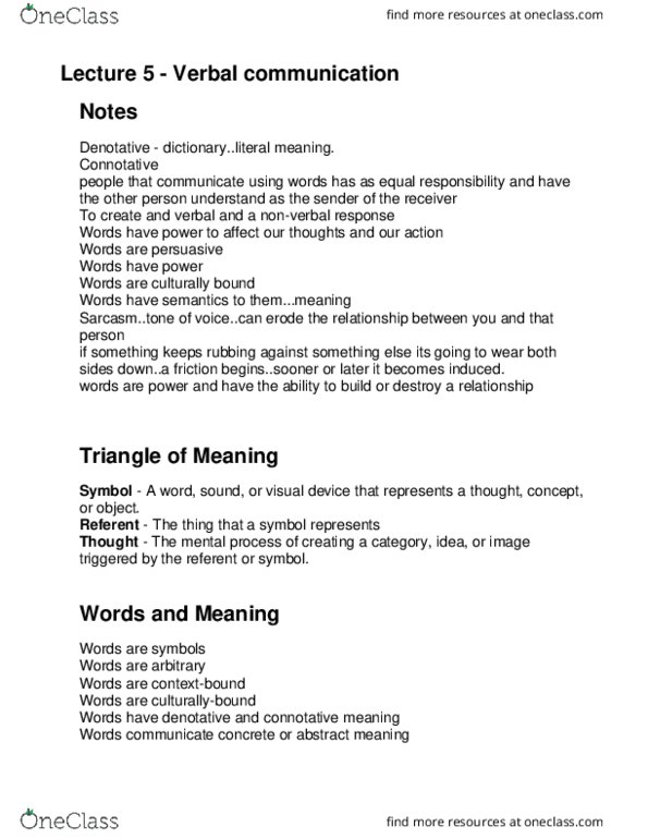 CMN 2130 Lecture Notes - Lecture 5: Linguistics, Sarcasm, Connotation thumbnail