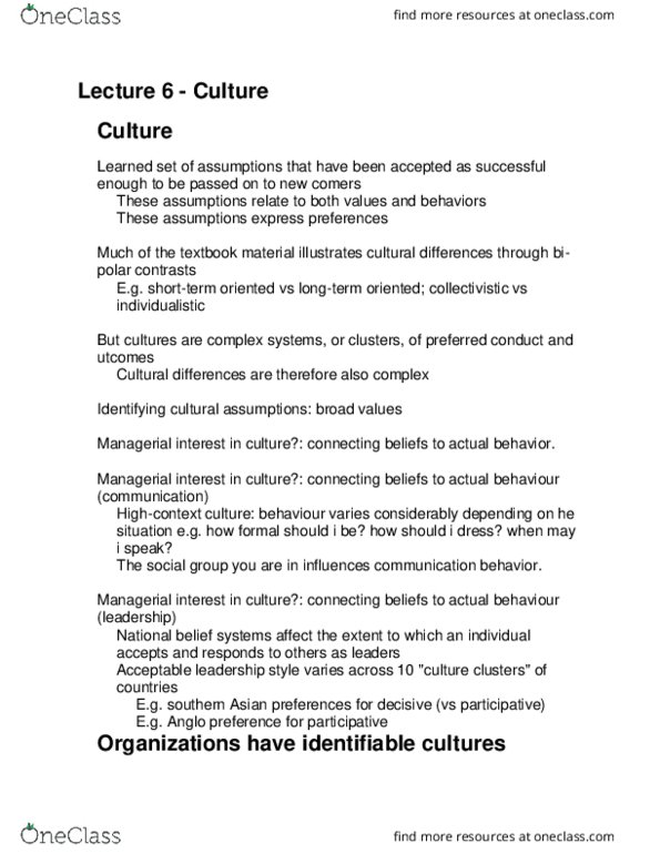 ADM 1100 Lecture Notes - Lecture 6: Collectivism, Performance Appraisal, Feedback thumbnail