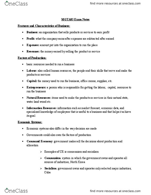 MGTA01H3 Chapter 1-5: MGTA03 Exam Notes thumbnail