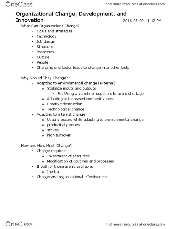 COMMERCE 1BA3 Lecture Notes - Lecture 16: Creative Destruction, Job Design, Organizational Culture thumbnail