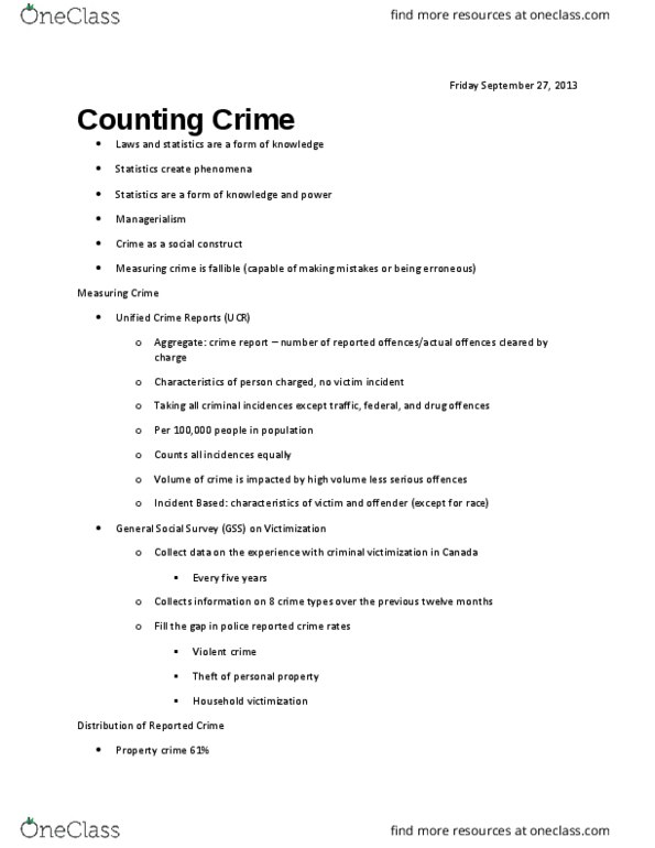 CRCJ 1000 Lecture Notes - Lecture 3: General Social Survey, Property Crime, Date Rape thumbnail