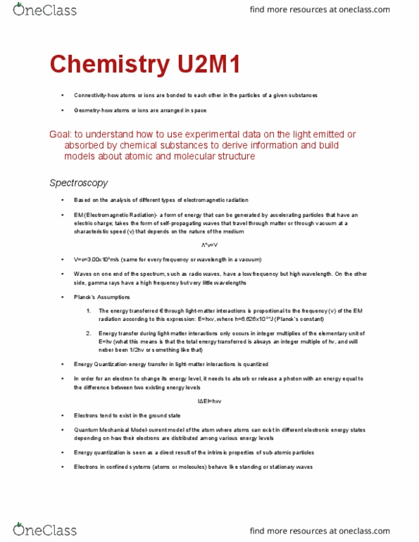 CHEM 151 Lecture Notes - Lecture 1: Spectroscopy, Energy, Kinetic Energy thumbnail