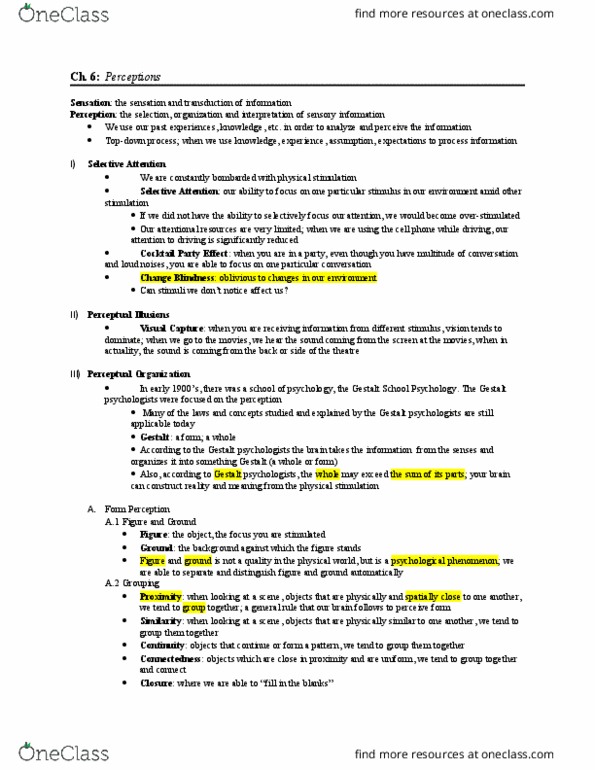 PSY 1101 Lecture Notes - Lecture 6: Railways Act 1921, Neural Adaptation, Interposition thumbnail