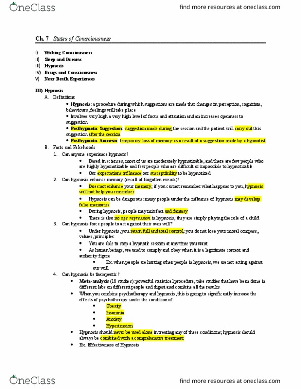 PSY 1101 Lecture Notes - Lecture 7: Social Influence, Reuptake, Positron Emission Tomography thumbnail