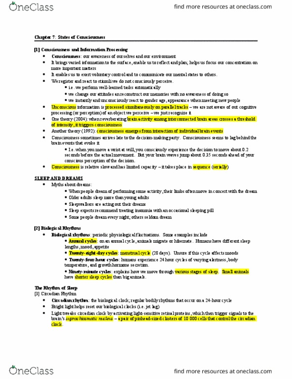 PSY 1101 Chapter Notes - Chapter 7: Delta Wave, Sleep Spindle, Jet Lag thumbnail