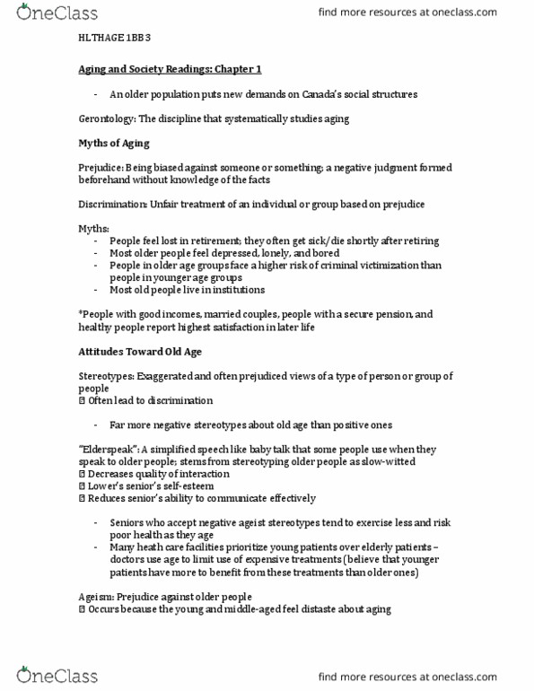 HLTHAGE 1BB3 Chapter Notes - Chapter 1: Population Ageing, United States House Committee On Oversight And Government Reform, Baby Talk thumbnail