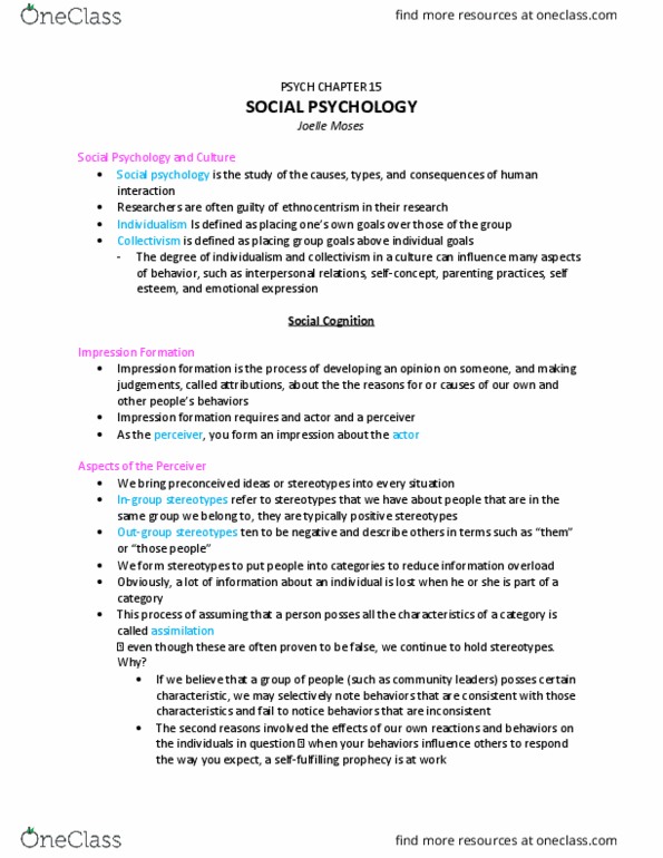 PSYC 100 Chapter 15: PSYCH CHAPTER 15 thumbnail