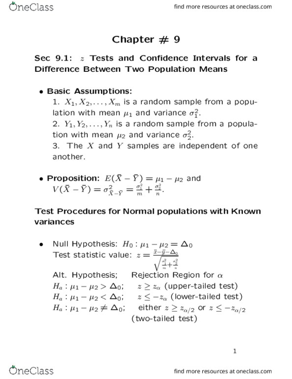 MATH 1202 Lecture Notes - Lecture 4: Null Hypothesis, Test Statistic, Confidence Interval thumbnail