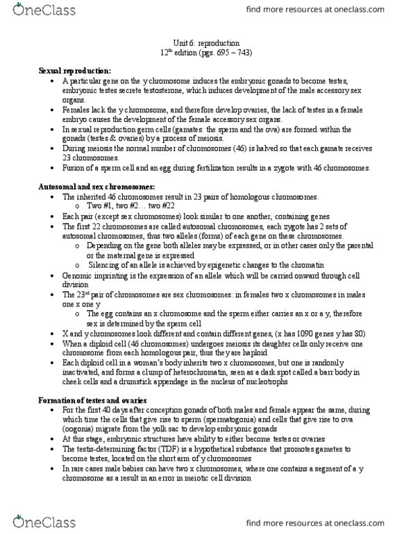 BIOM 3200 Chapter Notes - Chapter 20: Paramesonephric Duct, Ejaculatory Duct, Seminiferous Tubule thumbnail