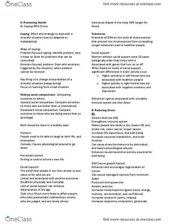 PSY 1102 Lecture Notes - Lecture 7: Frontal Lobe, Social Comparison Theory, Telomere thumbnail