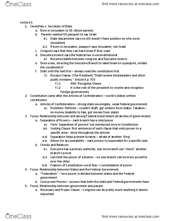 Political Science Pol Sci 3403 Lecture Notes - Lecture 1: Supremacy Clause thumbnail