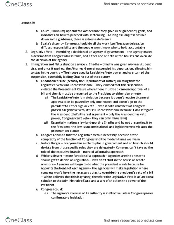 Political Science Pol Sci 3403 Lecture Notes - Lecture 29: Presentment Clause, Bicameralism thumbnail