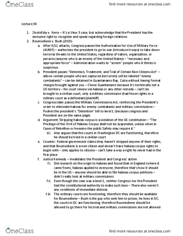 Political Science Pol Sci 3403 Lecture Notes - Lecture 34: September 11 Attacks, Anthony Kennedy thumbnail