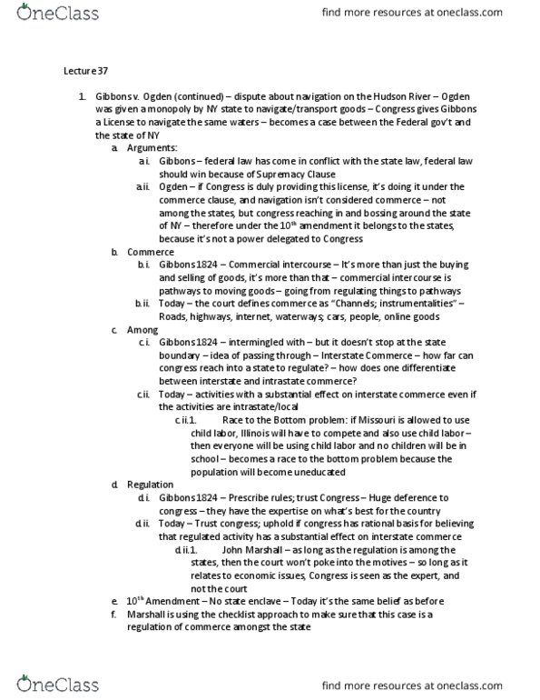 Political Science Pol Sci 3403 Lecture Notes - Lecture 37: Supremacy Clause, Rational Basis Review thumbnail