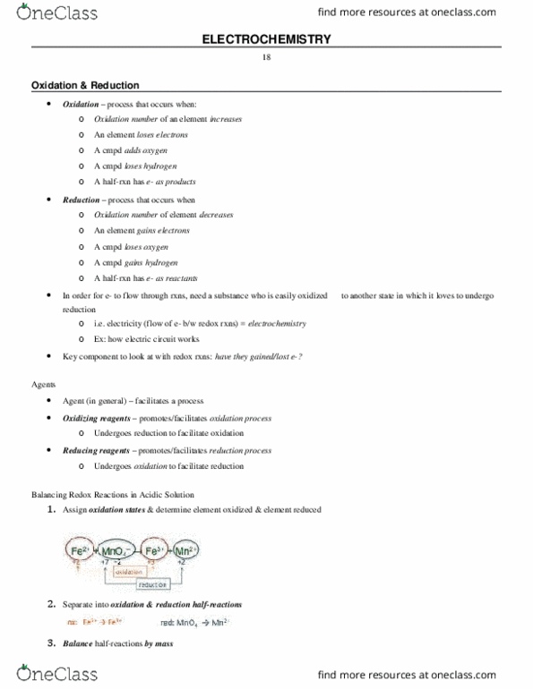 CHMA11H3 Chapter Notes - Chapter 18: Electrochemistry, Nernst Equation, Electroplating thumbnail