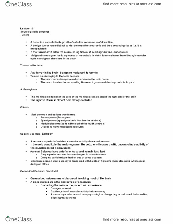 PSYC 211 Lecture Notes - Lecture 35: Ependymoma, Medulloblastoma, Astrocytoma thumbnail