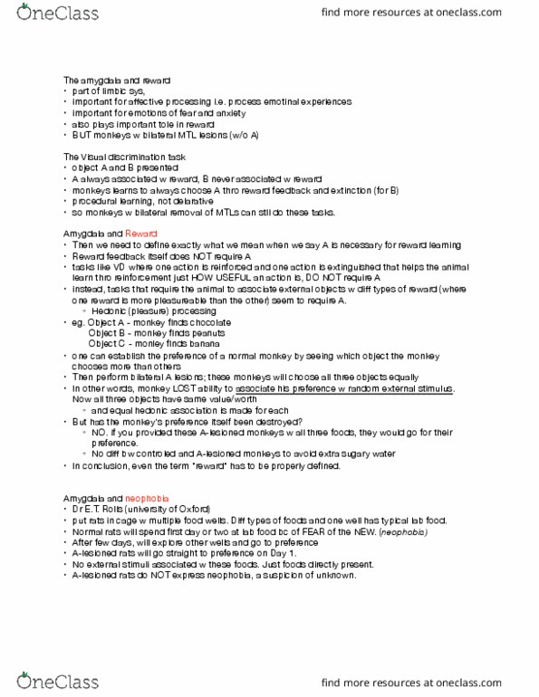 PSYC 311 Lecture Notes - Lecture 10: David H. Hubel, Inferior Temporal Gyrus, Memory Consolidation thumbnail