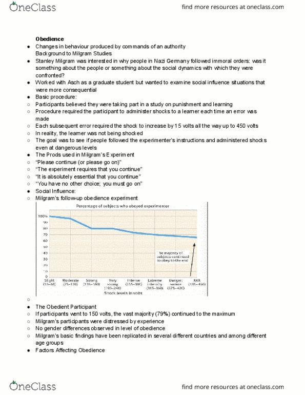PS270 Lecture Notes - Lecture 1: Stanley Milgram, Social Influence, Bort thumbnail
