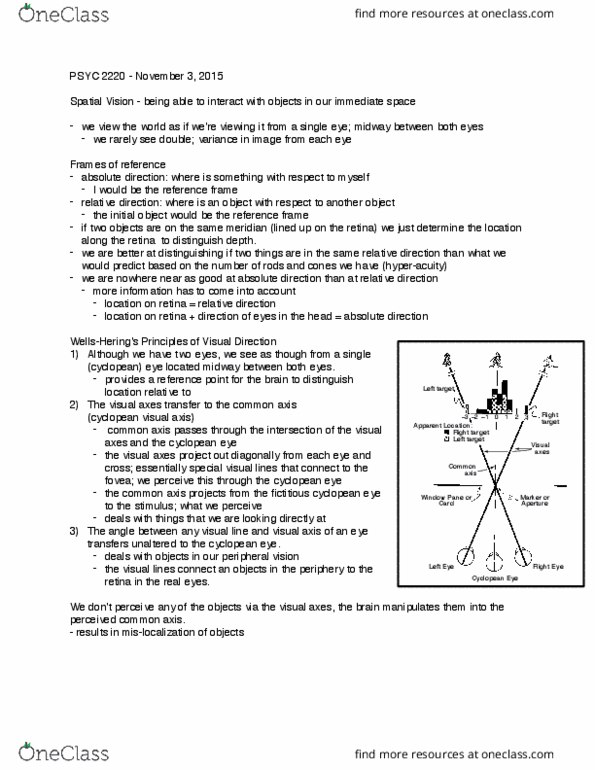 PSYC 2220 Lecture Notes - Lecture 7: Sightline, Relative Direction, Initial And Terminal Objects thumbnail