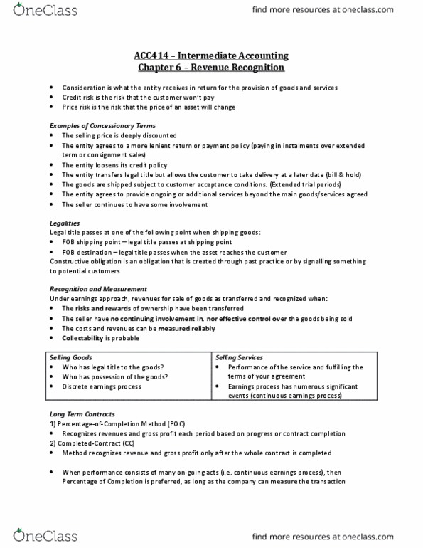 ACC 414 Chapter Notes - Chapter 6: Credit Risk, The Seller, No Entry thumbnail