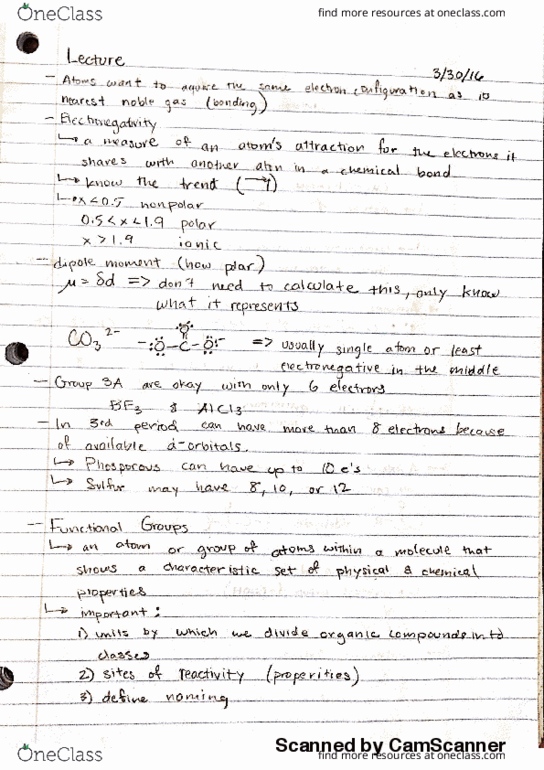 CHEM 30A Lecture Notes - Lecture 5: Chemical Bond, Amide, Ethanol thumbnail